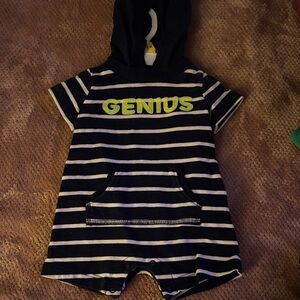 Striped Baby Romper with Hood